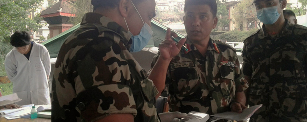 Nepal Earthquake 2015: Army Personnels inspecting the DUMBO in Nepal Army Hospital.